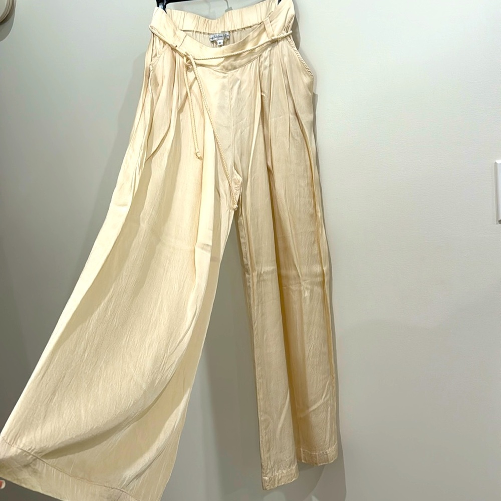 Young Fabulous & Broke silky wide leg pants with matching tie belt